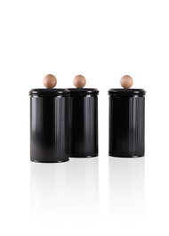 Hermia Juego de cajas de almacenamiento de 3 piezas Negro